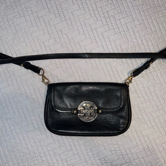 ❤️ Price Drop Tory Burch Amanda Black Leather Gold Tone Hardware Crossbody Bag - Picture 7 of 16